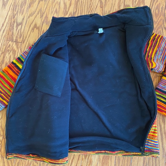 Chunky Wool Rainbow Sweater Jacket from Nepal - Picture 3 of 14